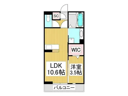 コンフォーティア狐島(1LDK/3階)の間取り写真