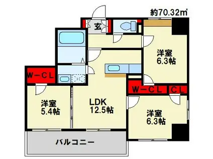 F・STAGE折尾(3LDK/2階)の間取り写真