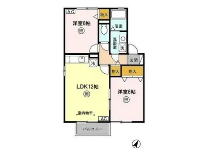 アルトインテルノ(2LDK/1階)の間取り写真