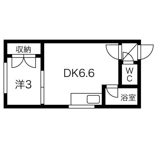 ボヌール23(1DK/2階)の間取り写真