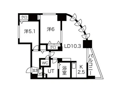 ミラベルパーク宮の森(2LDK/9階)の間取り写真