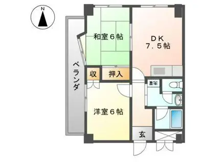 ファルコン熱田(2DK/3階)の間取り写真