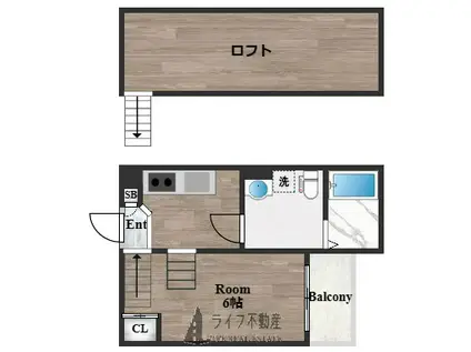 LE SOURIRE 大蓮北(1K/2階)の間取り写真