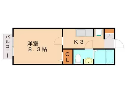 コスモヒルズ(1K/1階)の間取り写真