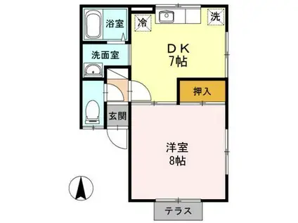 エルドラード ユキ(1DK/1階)の間取り写真