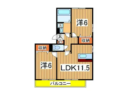グランドゥールⅠ(2LDK/1階)の間取り写真