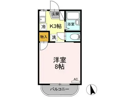 ヤングユーカリ(1K/1階)の間取り写真