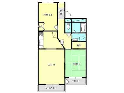 第1ガーデンハイツ学生(2LDK/1階)の間取り写真