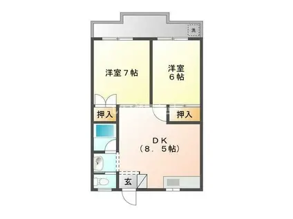 アゼール三条(2DK/1階)の間取り写真