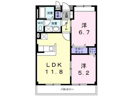 トーラスHARA(2LDK/2階)の間取り写真