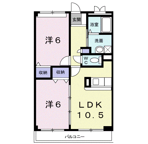 ローレル ハイツ(2LDK/2階)の間取り写真