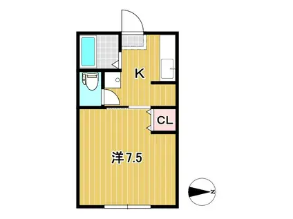 メゾンドのがみA(1K/1階)の間取り写真