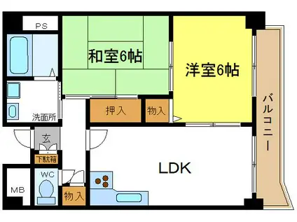 ボナールデト(2LDK/6階)の間取り写真