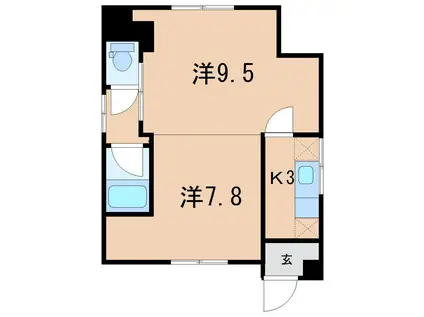 アーバンハウス浜田(2K/1階)の間取り写真