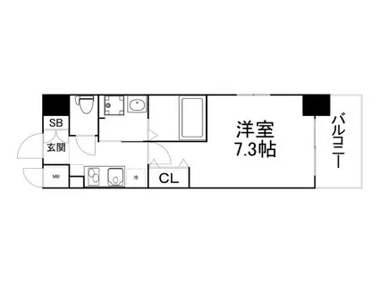 ミュプレ北浜(1K/12階)の間取り写真