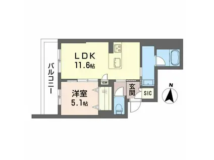 アヴェニール雄飛ヶ丘(1LDK/2階)の間取り写真