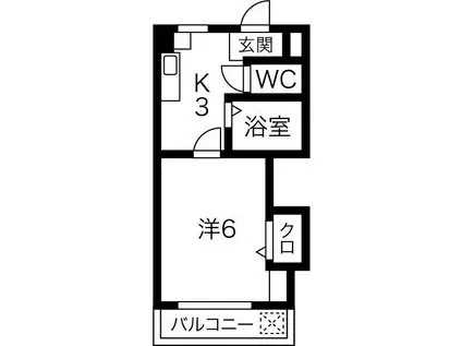 メゾンやよい(1K/3階)の間取り写真