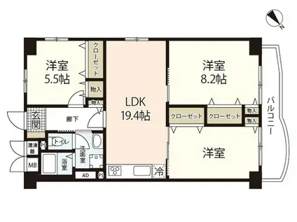 日商岩井光町ハイツ(3LDK/7階)の間取り写真
