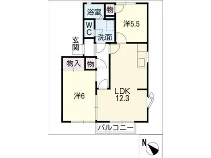 アメニティー住吉A(2LDK/2階)の間取り写真