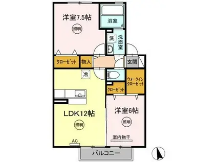 ハリス I・II棟(2LDK/2階)の間取り写真