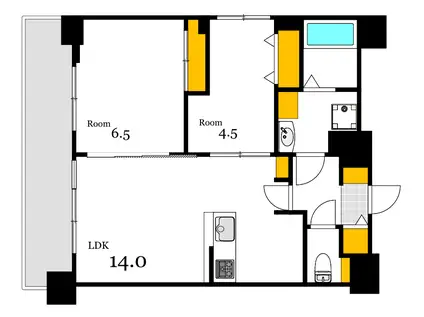 S-RESIDENCE鶴見町ALTANO(2LDK/9階)の間取り写真