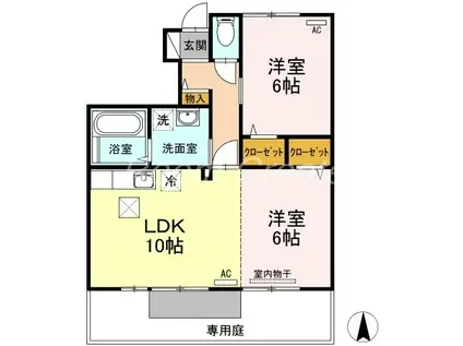 ウィルコート大松(2LDK/1階)の間取り写真