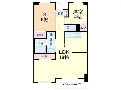 パークビュー四ツ池(1LDK/7階)の間取り写真