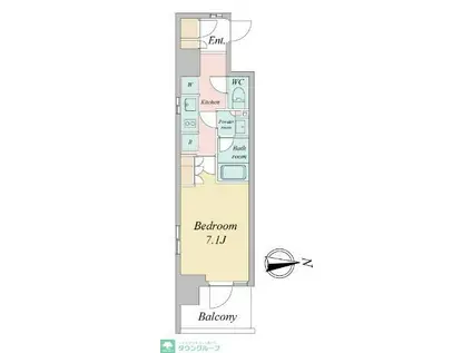 ドゥーエ三ノ輪II(1K/4階)の間取り写真