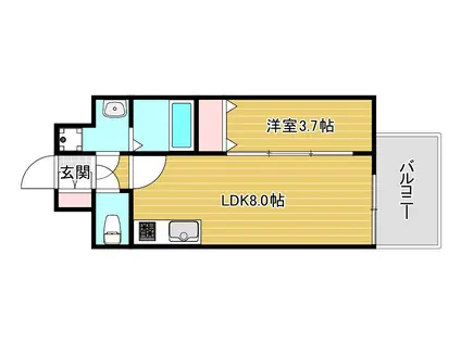 アプリーレ阿波座南(1LDK/3階)の間取り写真