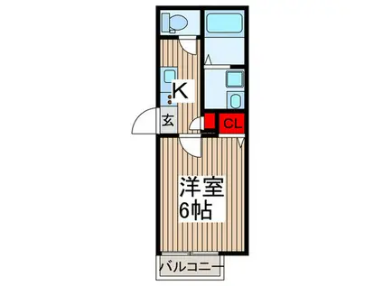 イースタンスカイ大和田(1K/2階)の間取り写真