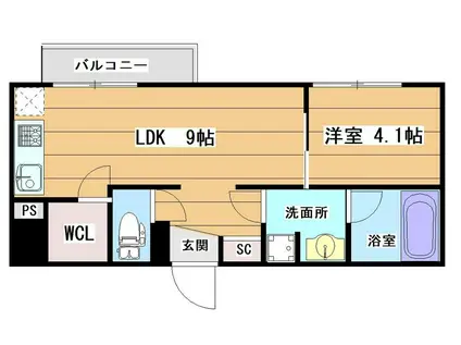 グランエピ(1LDK/4階)の間取り写真
