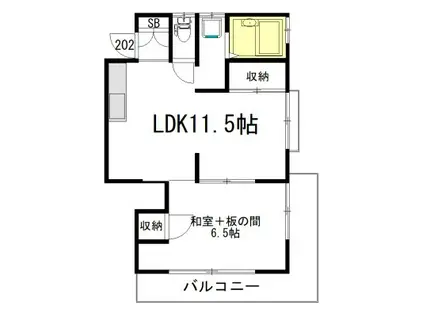 浜田山1丁目アパート(1LDK/2階)の間取り写真