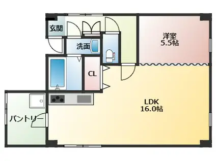 フォルム下山手通(1LDK/3階)の間取り写真