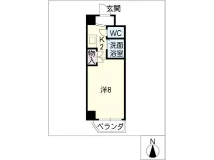 ドエル植田西(1K/2階)の間取り写真