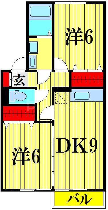 シャルム(2DK/1階)の間取り写真