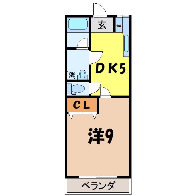 コモドカーサ下小出(1DK/2階)の間取り写真
