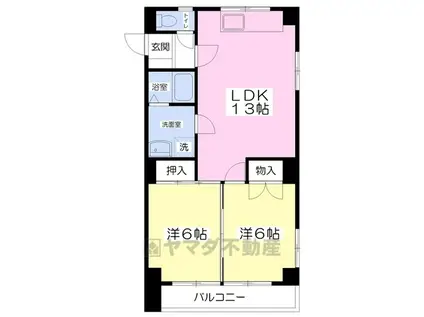 コーポ三倉(2LDK/3階)の間取り写真