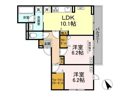 メゾンシャルール(2LDK/3階)の間取り写真