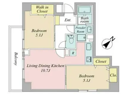 イトーピア根津(2LDK/7階)の間取り写真