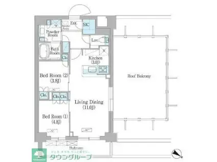 NIIYA平和台(2LDK/4階)の間取り写真