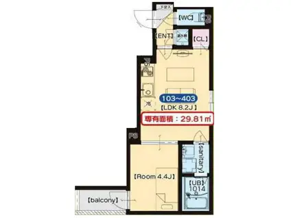 メゾンプラーナ笠屋(1LDK/4階)の間取り写真