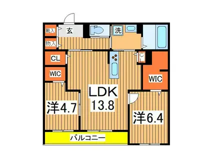 エリーナウエスト(2LDK/1階)の間取り写真