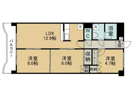 ジェムラポール(3LDK/6階)の間取り写真