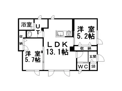 エーケーハイム(2LDK/1階)の間取り写真