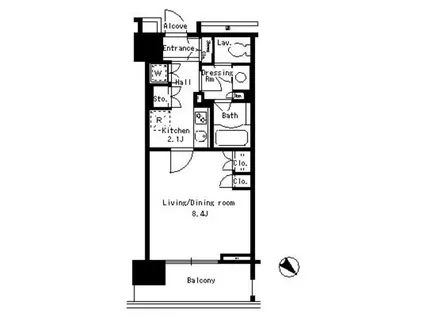 パークアクシス日本橋ステージ(1K/2階)の間取り写真