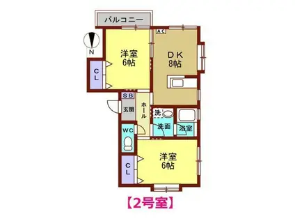 ピアメゾン(2DK/1階)の間取り写真