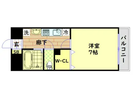 ブリリアントコート心斎橋イースト(1K/11階)の間取り写真