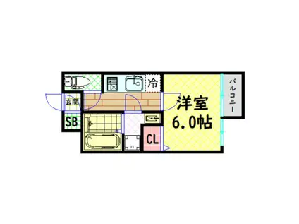 エスリード本町レジデンス(1K/2階)の間取り写真