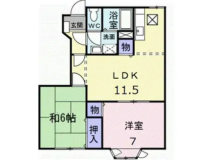 クレストールD(2LDK/1階)の間取り写真