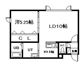 ヒルズシオン(1LDK/1階)の間取り写真